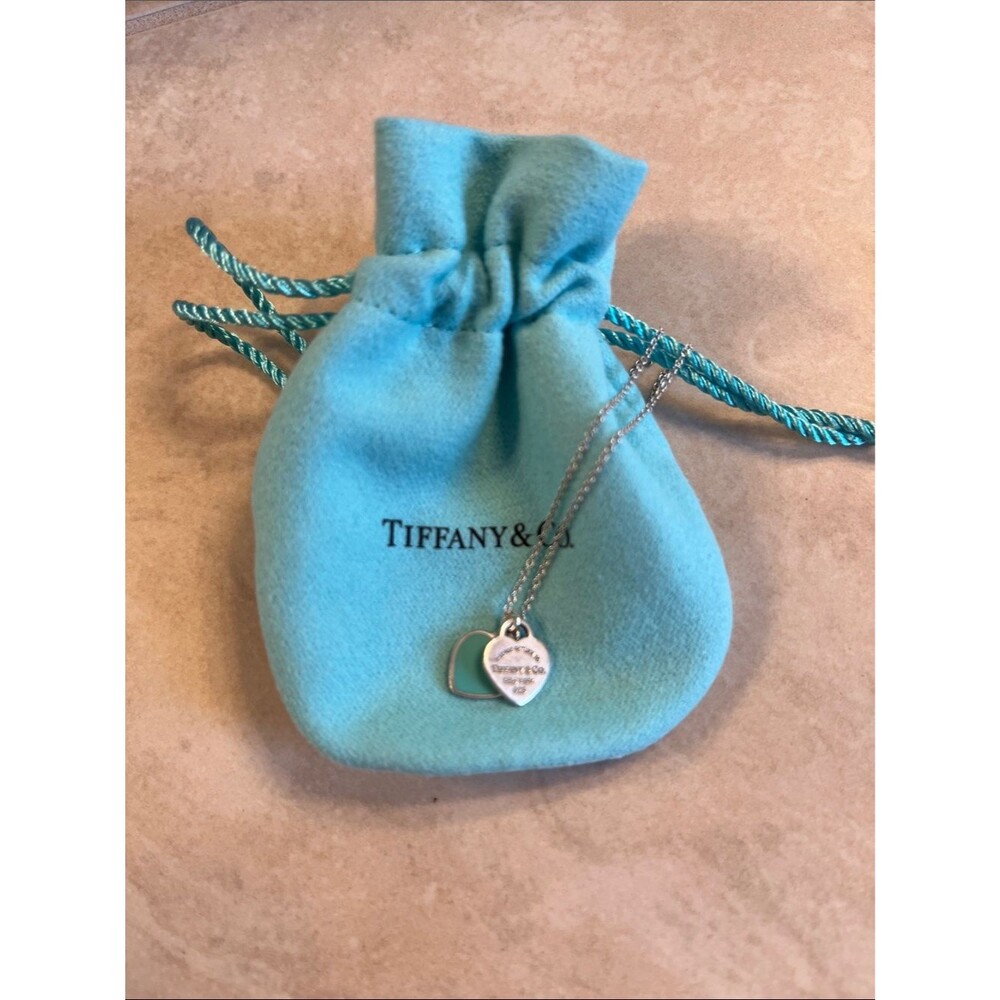 “Return to Tiffany” Tiffany Blue Double Heart Tag Pendant in Silver, Mini